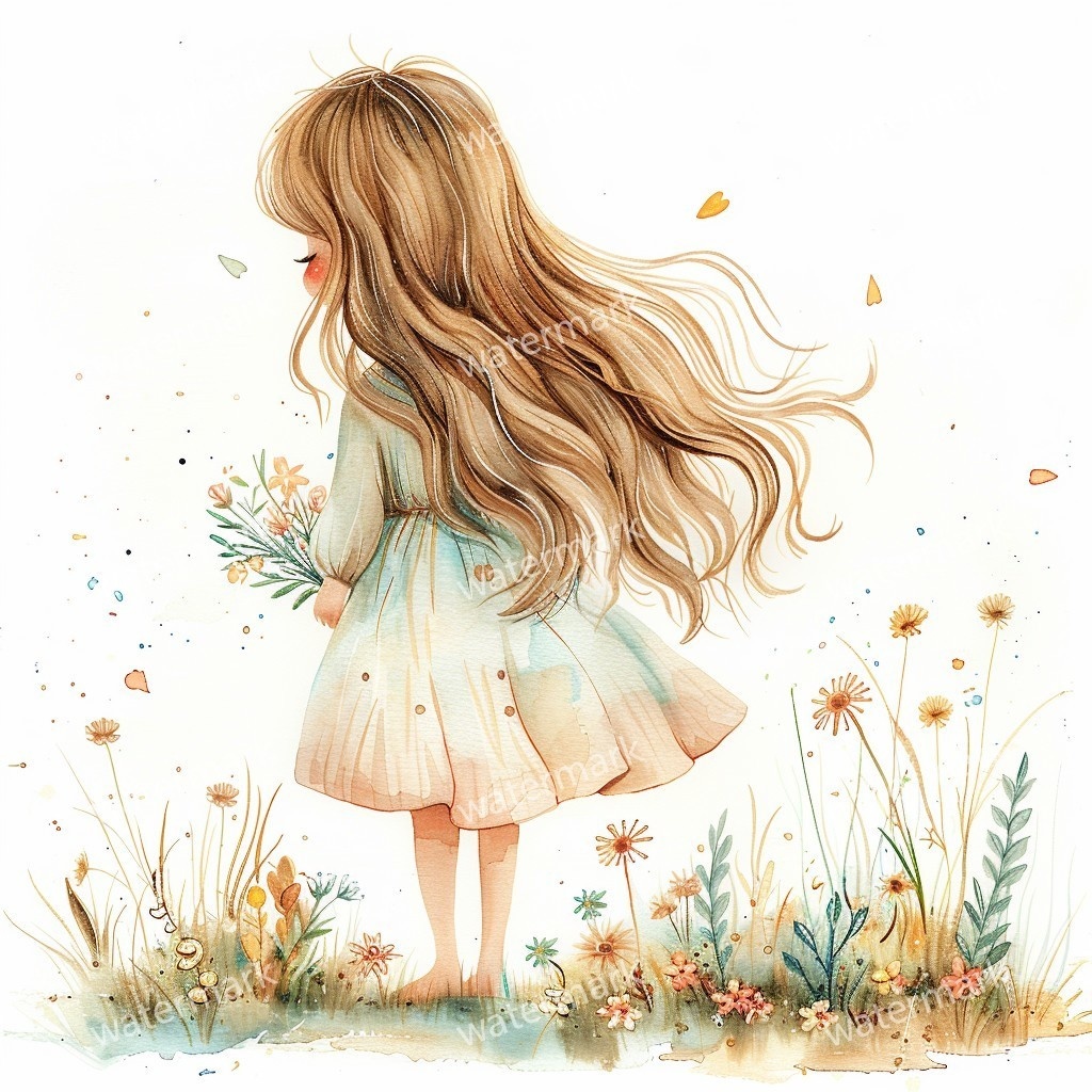 【商用利用可】小さな女の子(水彩リトルガール)クリップアート20点セット|高解像度JPG|印刷OK|コラージュ・ジャンクジャーナル素材|即ダウンロード