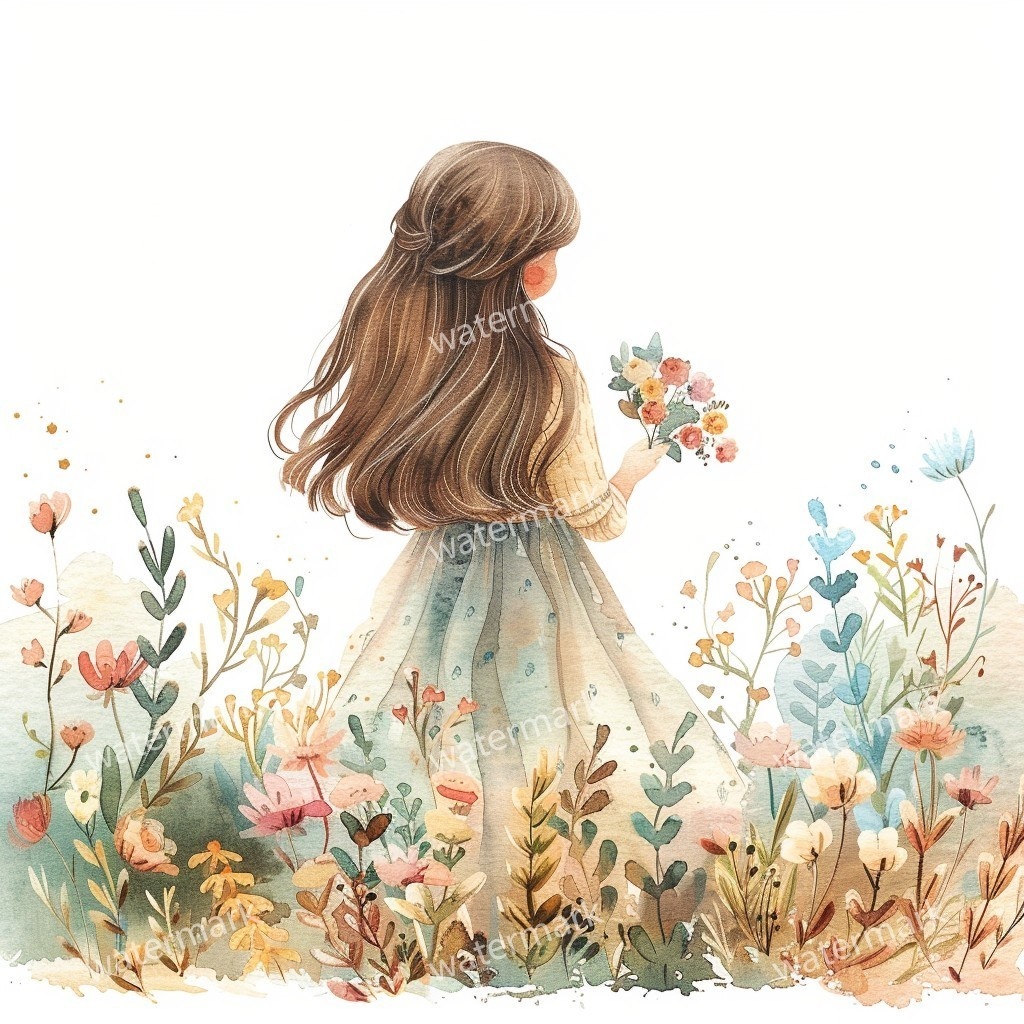 【商用利用可】小さな女の子(水彩リトルガール)クリップアート20点セット|高解像度JPG|印刷OK|コラージュ・ジャンクジャーナル素材|即ダウンロード