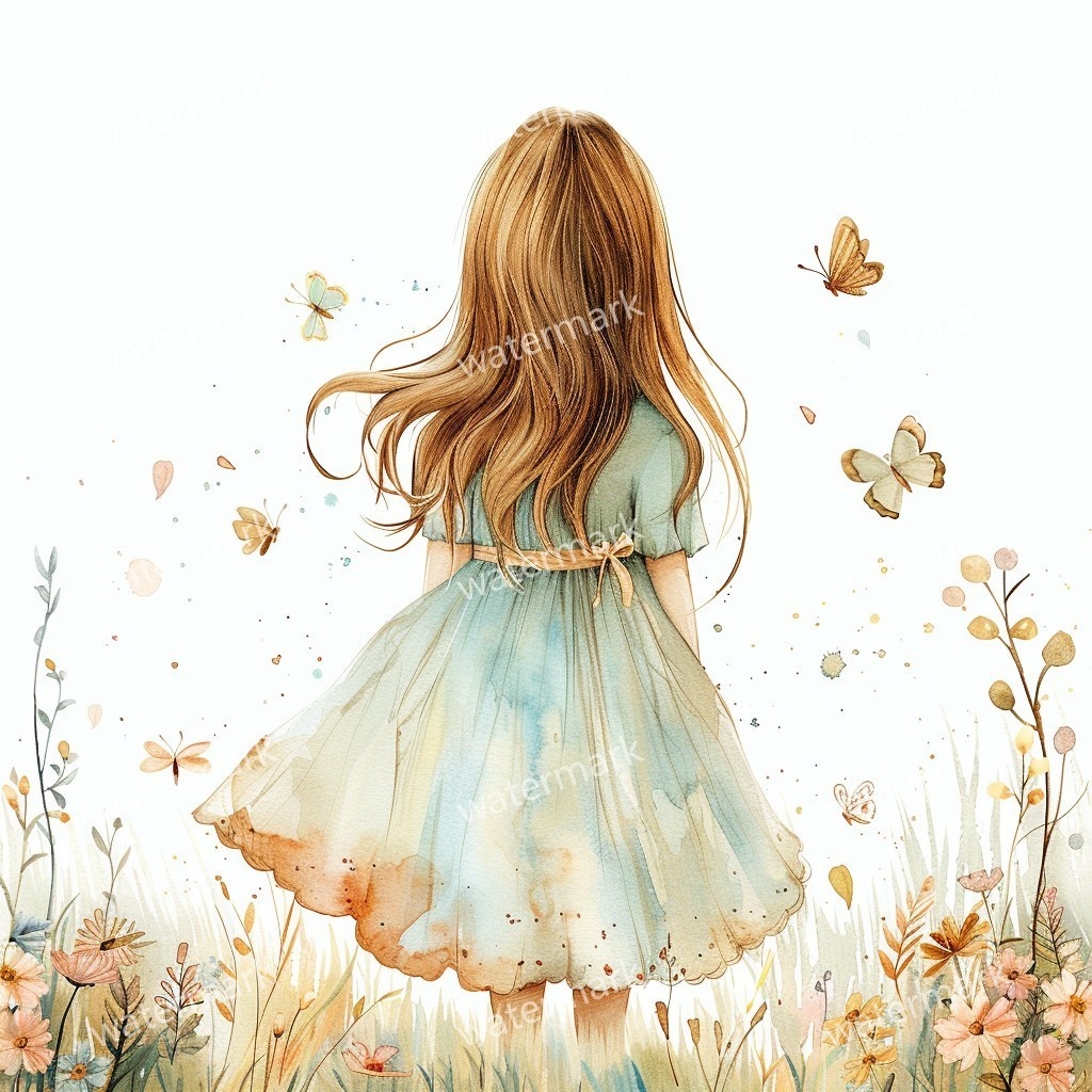 【商用利用可】小さな女の子(水彩リトルガール)クリップアート20点セット|高解像度JPG|印刷OK|コラージュ・ジャンクジャーナル素材|即ダウンロード