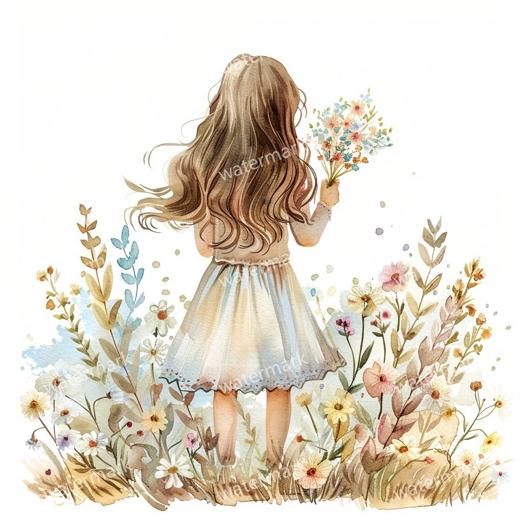 【商用利用可】小さな女の子(水彩リトルガール)クリップアート20点セット|高解像度JPG|印刷OK|コラージュ・ジャンクジャーナル素材|即ダウンロード