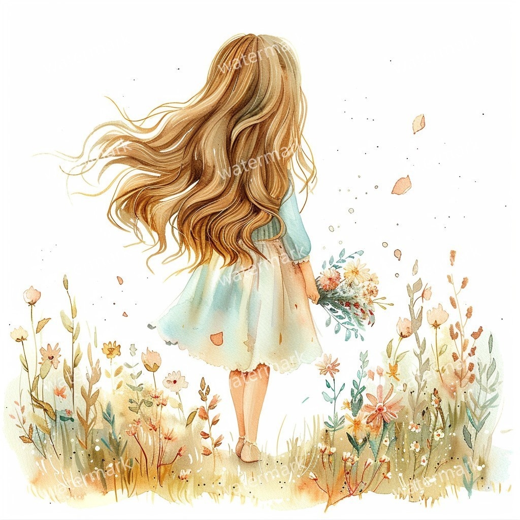 【商用利用可】小さな女の子(水彩リトルガール)クリップアート20点セット|高解像度JPG|印刷OK|コラージュ・ジャンクジャーナル素材|即ダウンロード