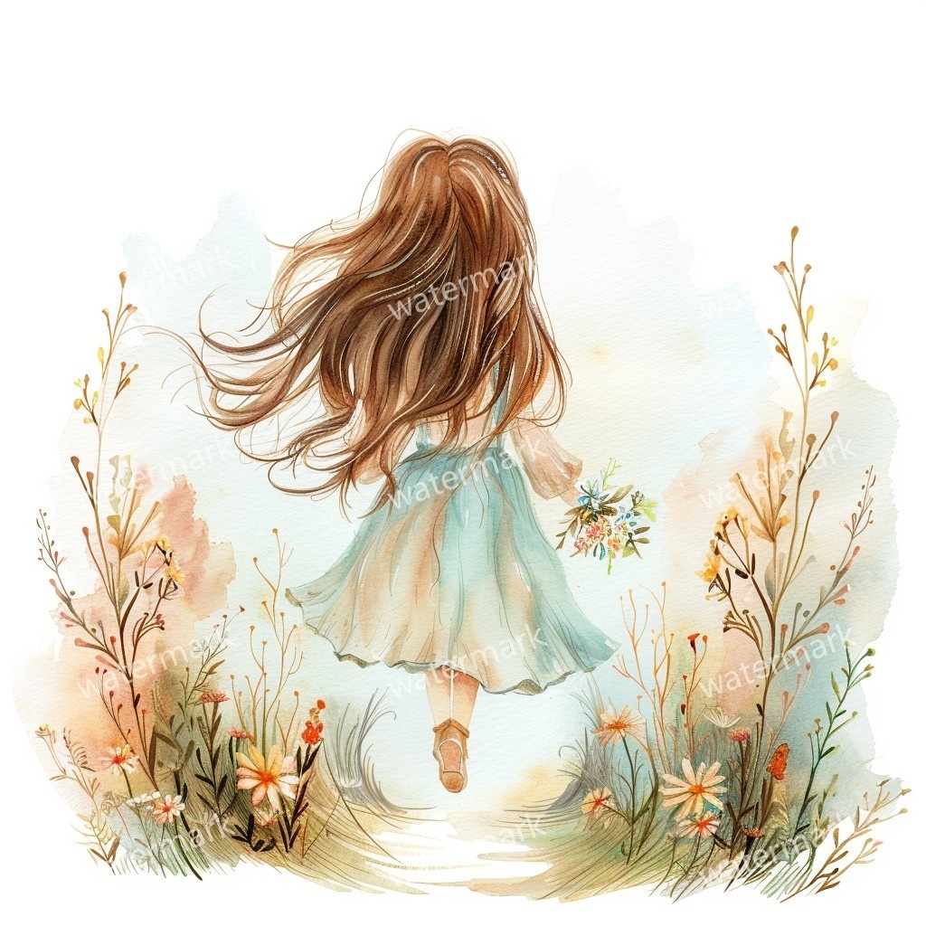 【商用利用可】小さな女の子(水彩リトルガール)クリップアート20点セット|高解像度JPG|印刷OK|コラージュ・ジャンクジャーナル素材|即ダウンロード