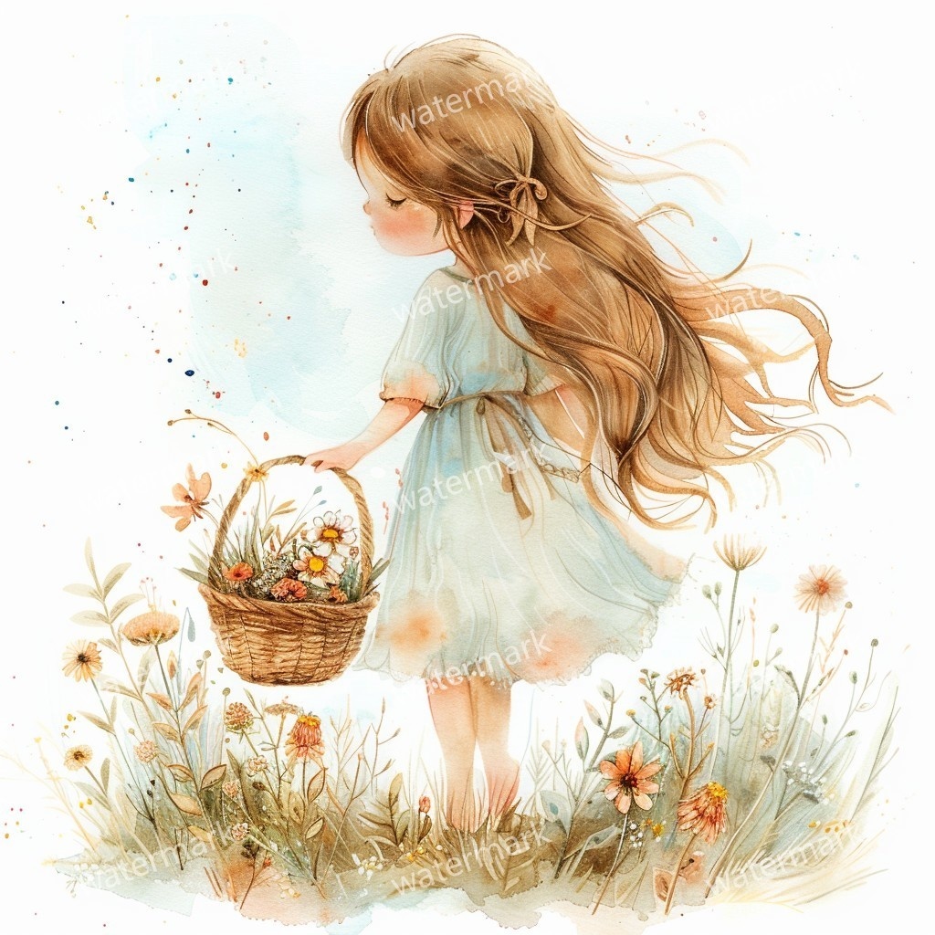 【商用利用可】小さな女の子(水彩リトルガール)クリップアート20点セット|高解像度JPG|印刷OK|コラージュ・ジャンクジャーナル素材|即ダウンロード