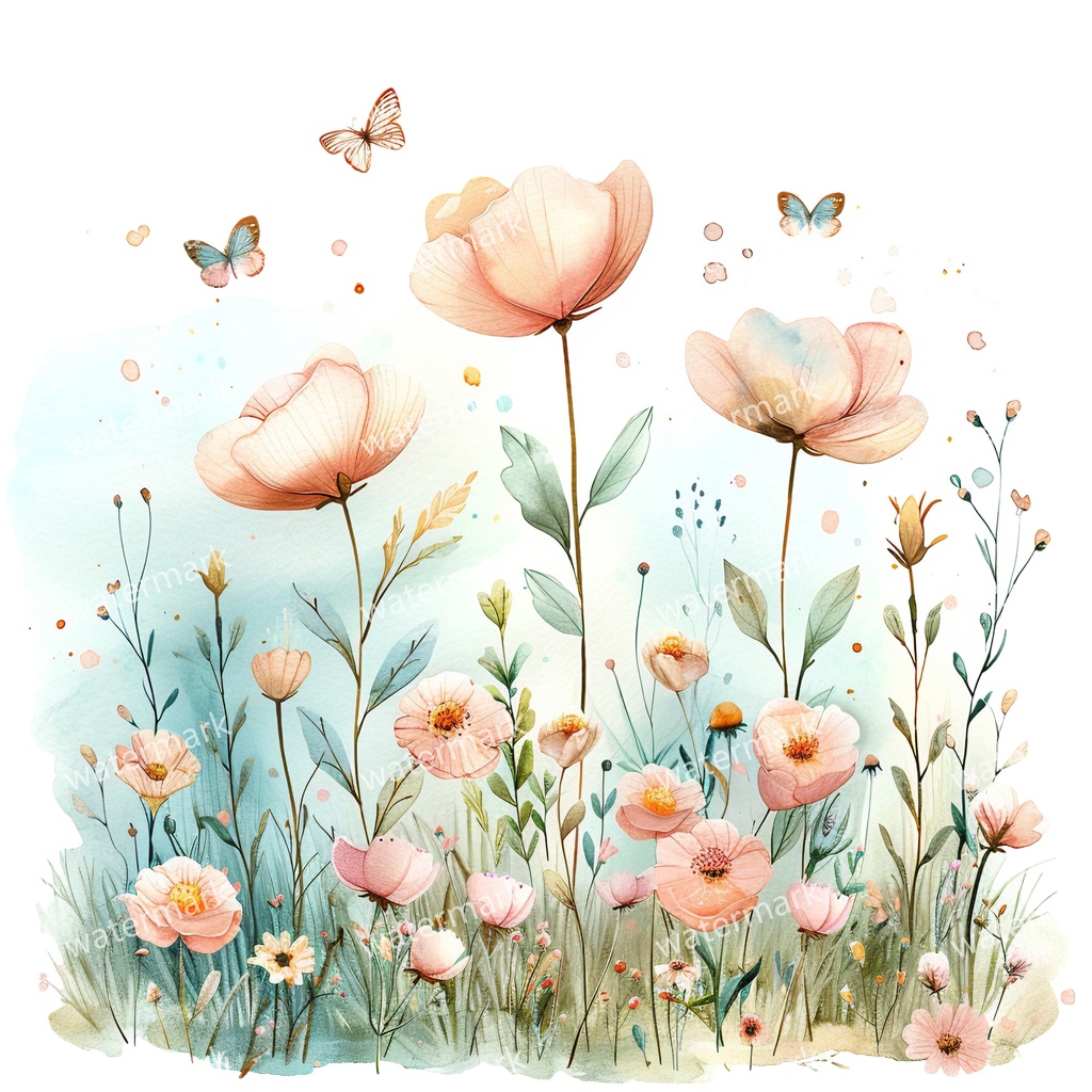 【商用利用可】野の花(水彩メドウフラワー)クリップアート18点セット|高解像度・透過PNG|印刷OK|コラージュ・ジャンクジャーナル素材|即ダウンロード