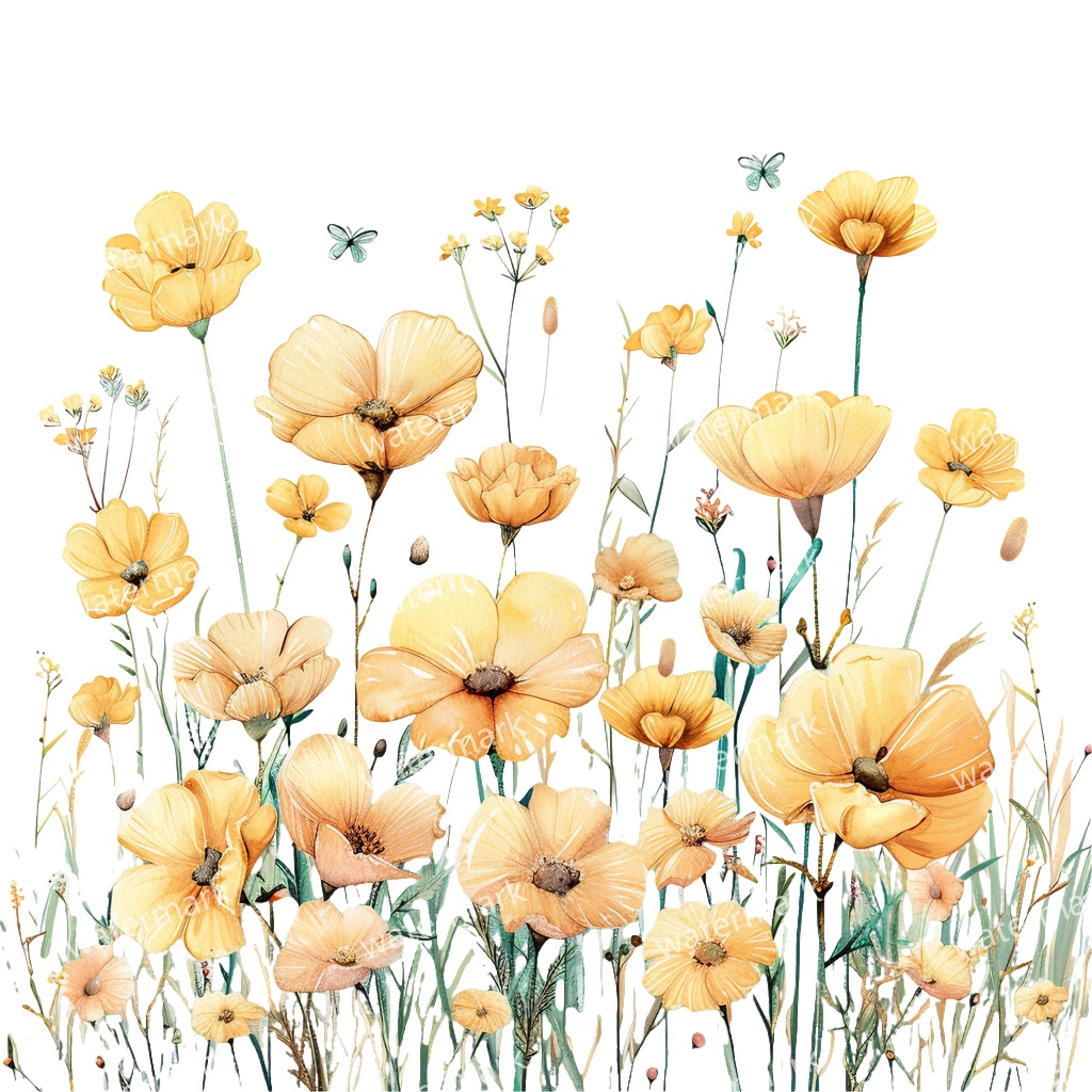 【商用利用可】野の花(水彩メドウフラワー)クリップアート18点セット|高解像度・透過PNG|印刷OK|コラージュ・ジャンクジャーナル素材|即ダウンロード