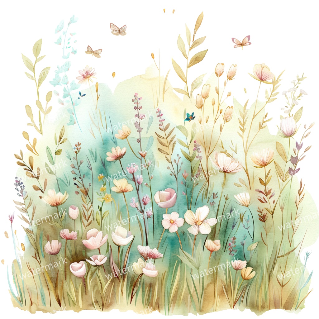 【商用利用可】野の花(水彩メドウフラワー)クリップアート18点セット|高解像度・透過PNG|印刷OK|コラージュ・ジャンクジャーナル素材|即ダウンロード
