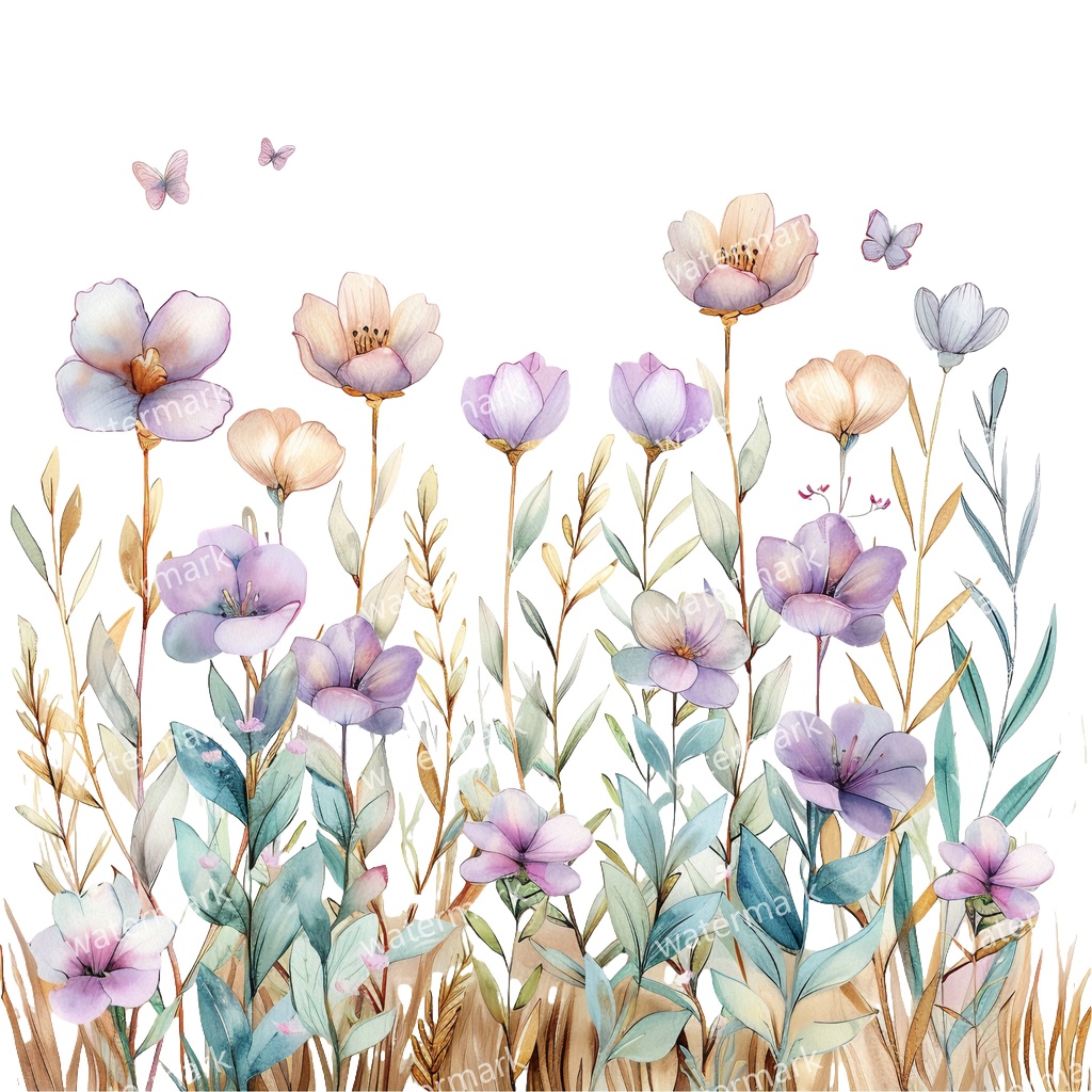 【商用利用可】野の花(水彩メドウフラワー)クリップアート18点セット|高解像度・透過PNG|印刷OK|コラージュ・ジャンクジャーナル素材|即ダウンロード