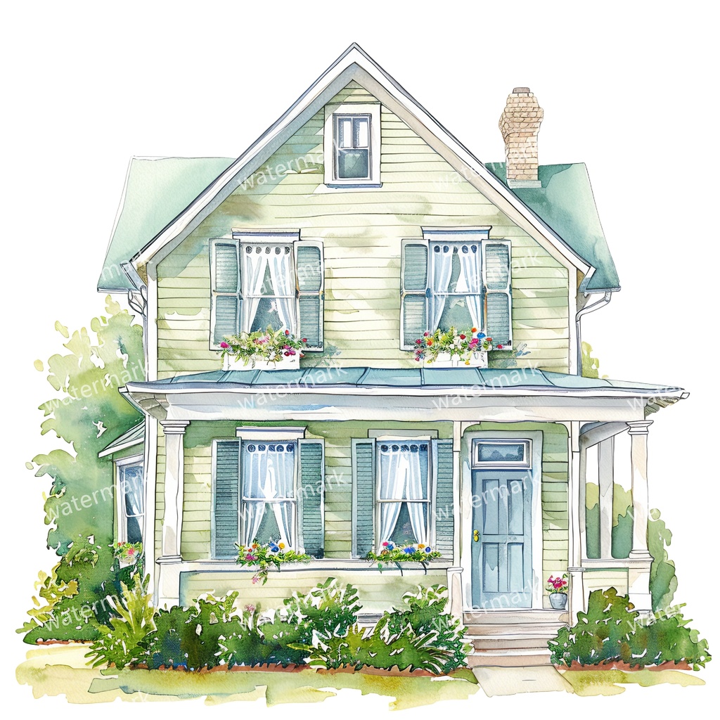 【商用利用可】コテージハウス(水彩コテージ)クリップアート20点セット|高解像度・透過PNG|印刷OK|コラージュ・ジャンクジャーナル素材|即ダウンロード