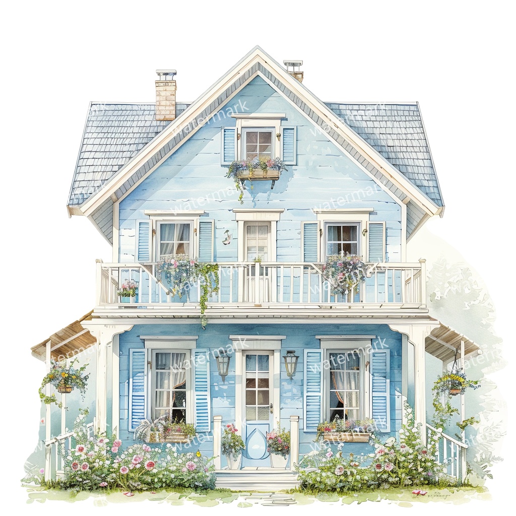 【商用利用可】コテージハウス(水彩コテージ)クリップアート20点セット|高解像度・透過PNG|印刷OK|コラージュ・ジャンクジャーナル素材|即ダウンロード