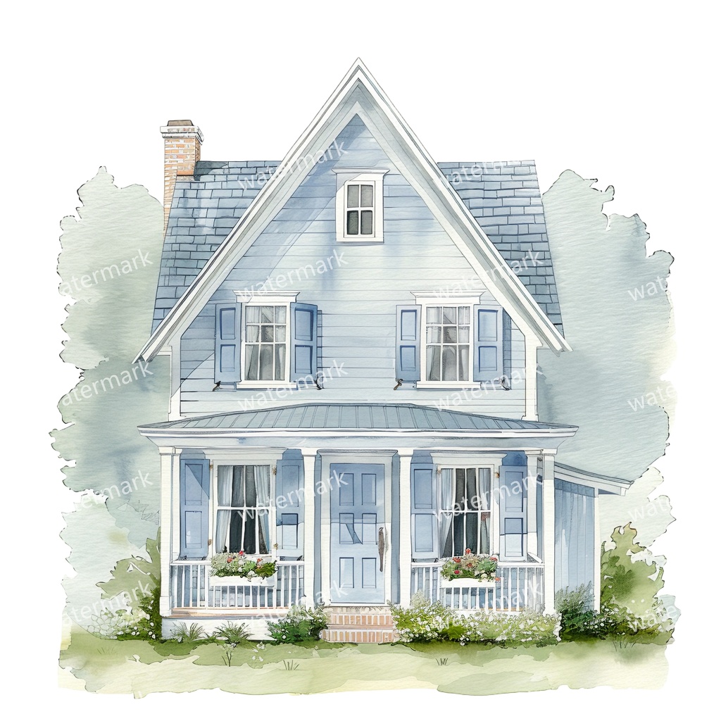 【商用利用可】コテージハウス(水彩コテージ)クリップアート20点セット|高解像度・透過PNG|印刷OK|コラージュ・ジャンクジャーナル素材|即ダウンロード