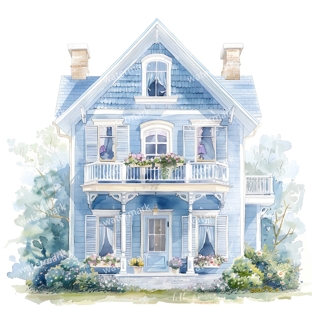 【商用利用可】コテージハウス(水彩コテージ)クリップアート20点セット|高解像度・透過PNG|印刷OK|コラージュ・ジャンクジャーナル素材|即ダウンロード