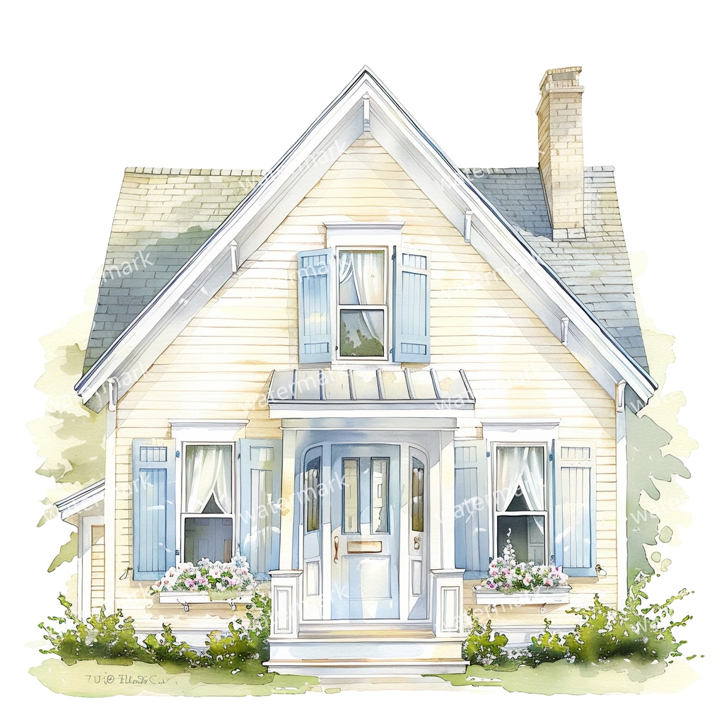 【商用利用可】コテージハウス(水彩コテージ)クリップアート20点セット|高解像度・透過PNG|印刷OK|コラージュ・ジャンクジャーナル素材|即ダウンロード