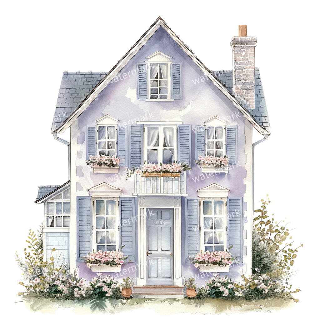 【商用利用可】コテージハウス(水彩コテージ)クリップアート20点セット|高解像度・透過PNG|印刷OK|コラージュ・ジャンクジャーナル素材|即ダウンロード