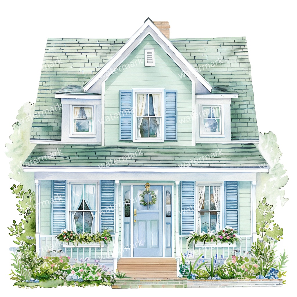 【商用利用可】コテージハウス(水彩コテージ)クリップアート20点セット|高解像度・透過PNG|印刷OK|コラージュ・ジャンクジャーナル素材|即ダウンロード