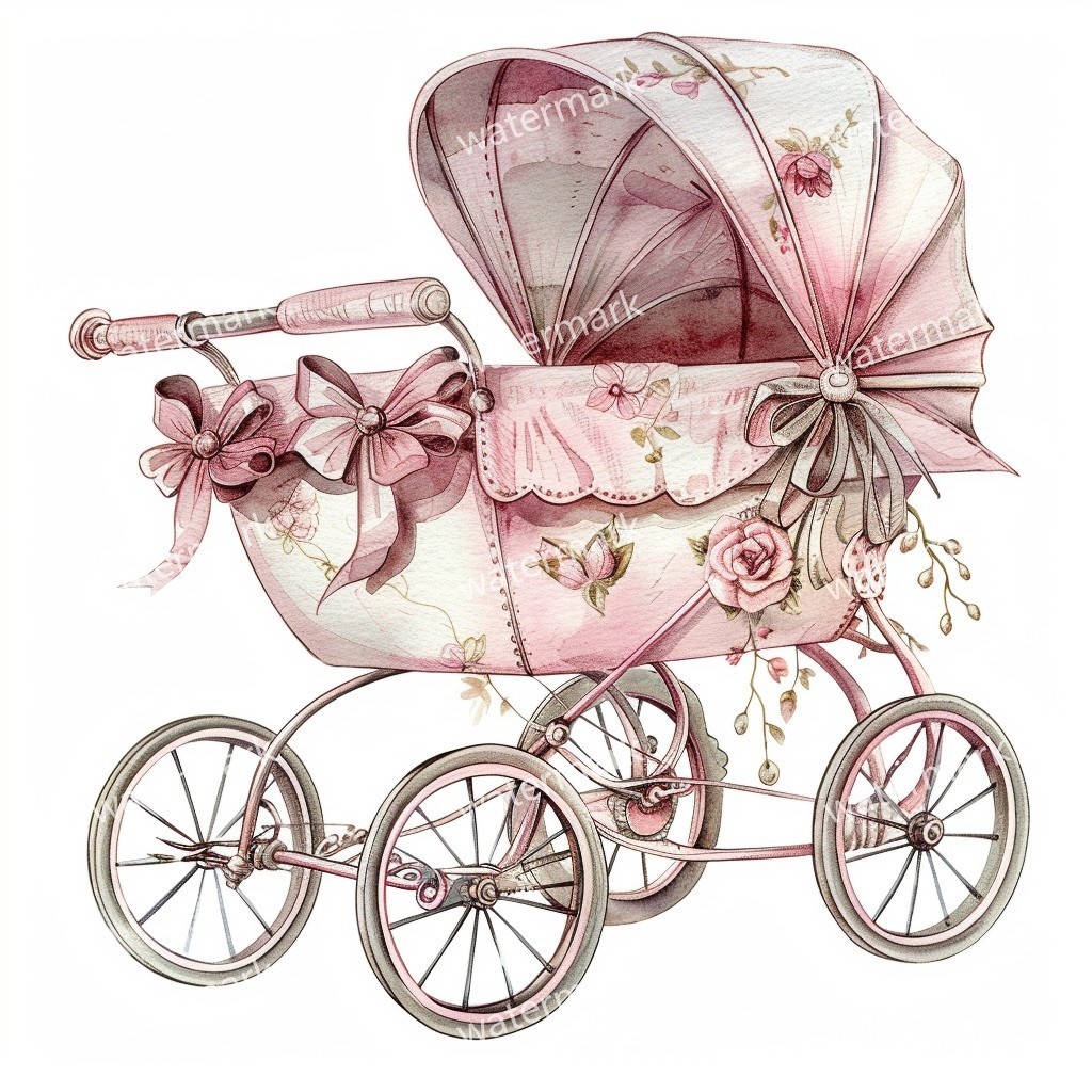 【商用利用可】ベビーカー(水彩ベビーグッズ)クリップアート20点セット|高解像度・透過PNG|印刷OK|コラージュ・ジャンクジャーナル素材|即ダウンロード