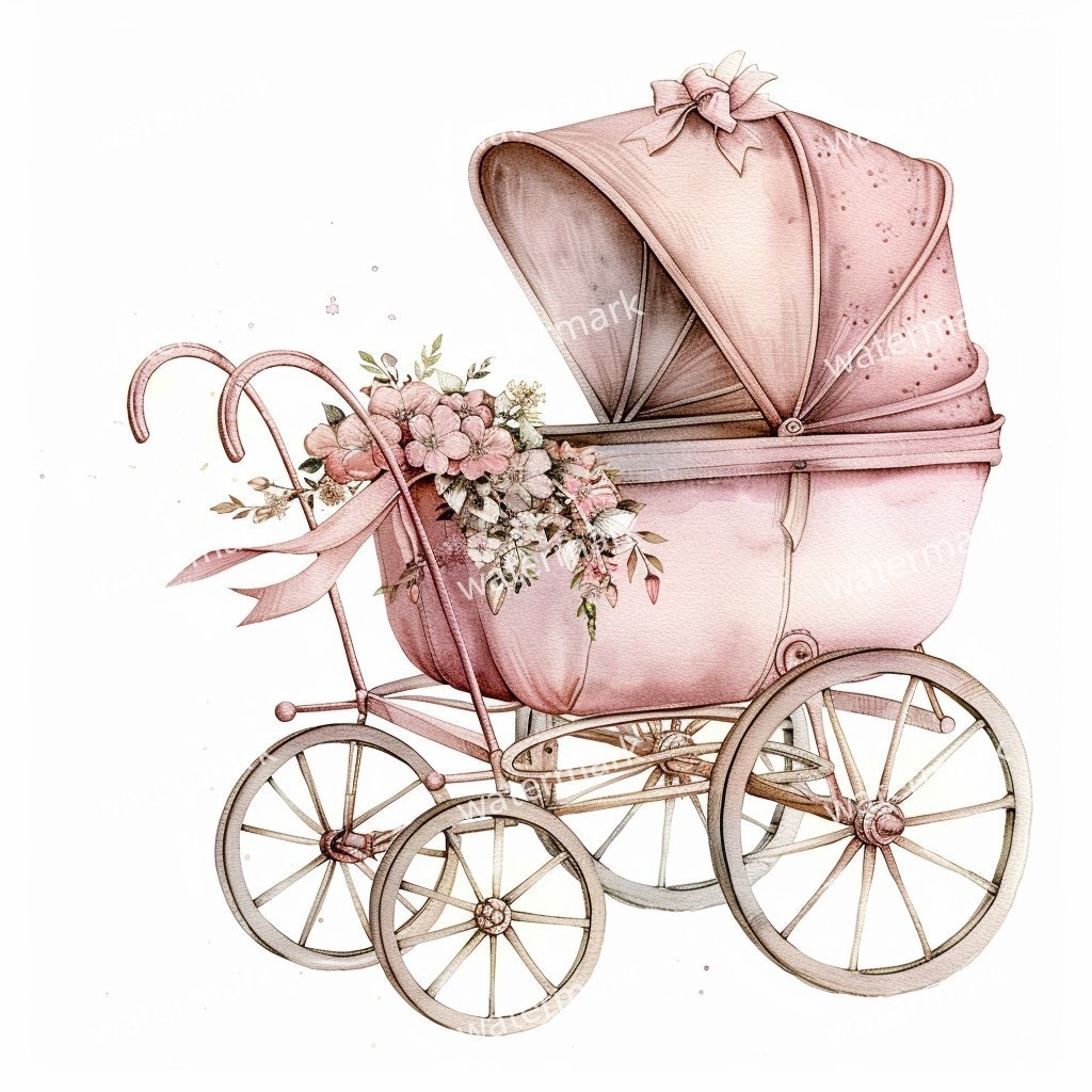 【商用利用可】ベビーカー(水彩ベビーグッズ)クリップアート20点セット|高解像度・透過PNG|印刷OK|コラージュ・ジャンクジャーナル素材|即ダウンロード