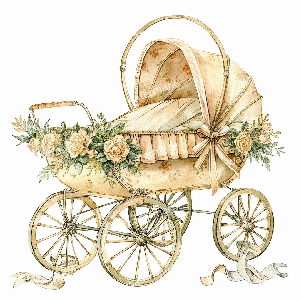 【商用利用可】ベビーカー(水彩ベビーグッズ)クリップアート20点セット|高解像度・透過PNG|印刷OK|コラージュ・ジャンクジャーナル素材|即ダウンロード