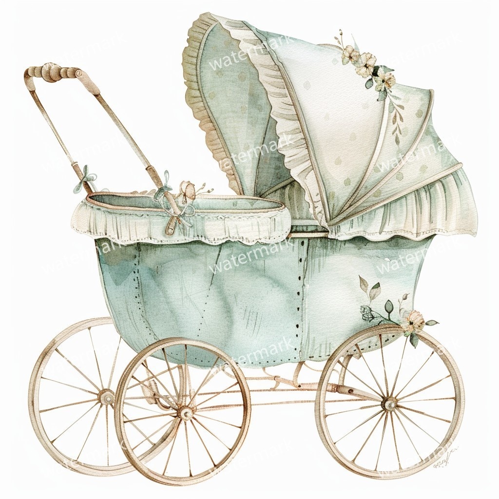 【商用利用可】ベビーカー(水彩ベビーグッズ)クリップアート20点セット|高解像度・透過PNG|印刷OK|コラージュ・ジャンクジャーナル素材|即ダウンロード