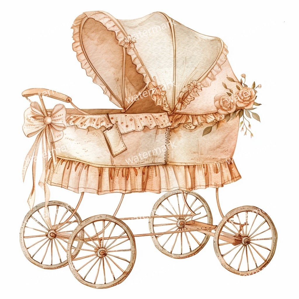 【商用利用可】ベビーカー(水彩ベビーグッズ)クリップアート20点セット|高解像度・透過PNG|印刷OK|コラージュ・ジャンクジャーナル素材|即ダウンロード