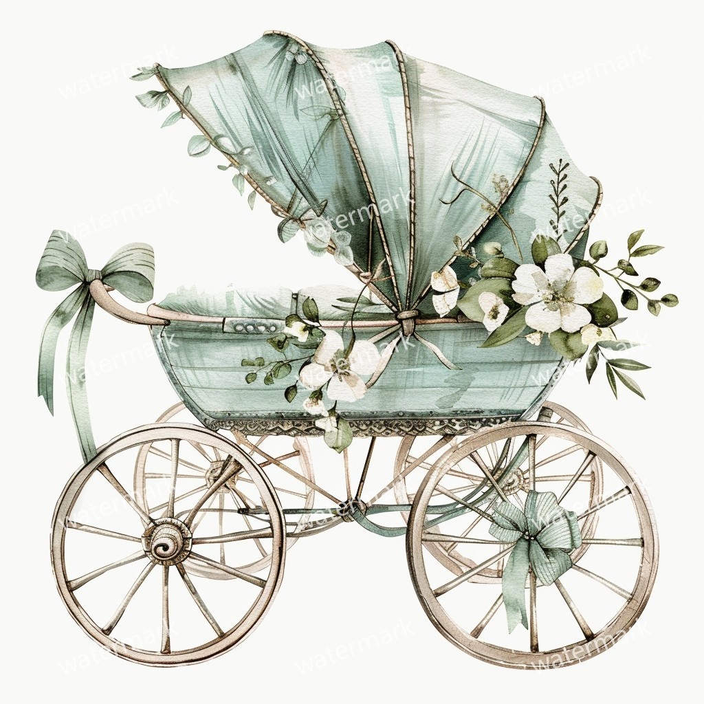 【商用利用可】ベビーカー(水彩ベビーグッズ)クリップアート20点セット|高解像度・透過PNG|印刷OK|コラージュ・ジャンクジャーナル素材|即ダウンロード