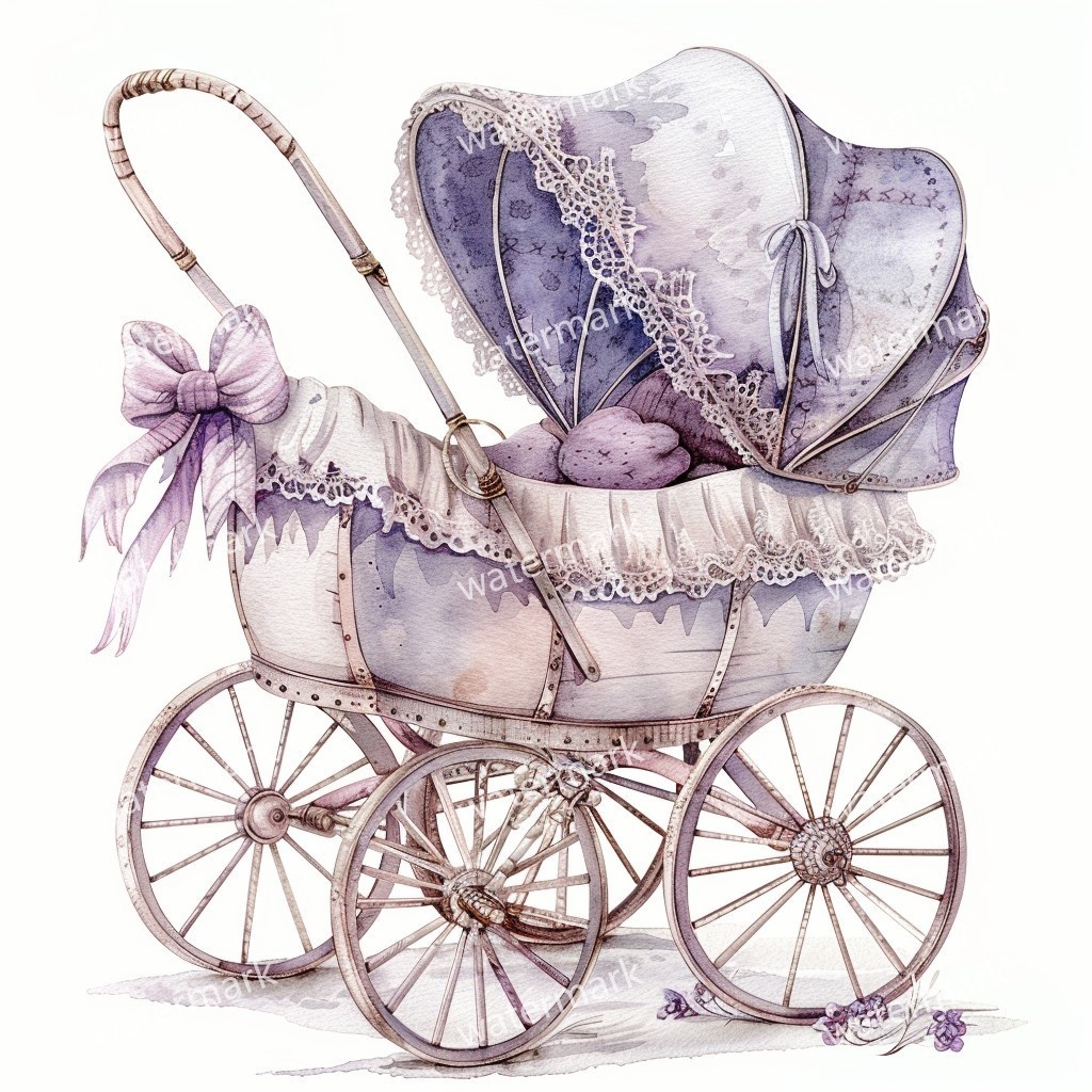 【商用利用可】ベビーカー(水彩ベビーグッズ)クリップアート20点セット|高解像度・透過PNG|印刷OK|コラージュ・ジャンクジャーナル素材|即ダウンロード