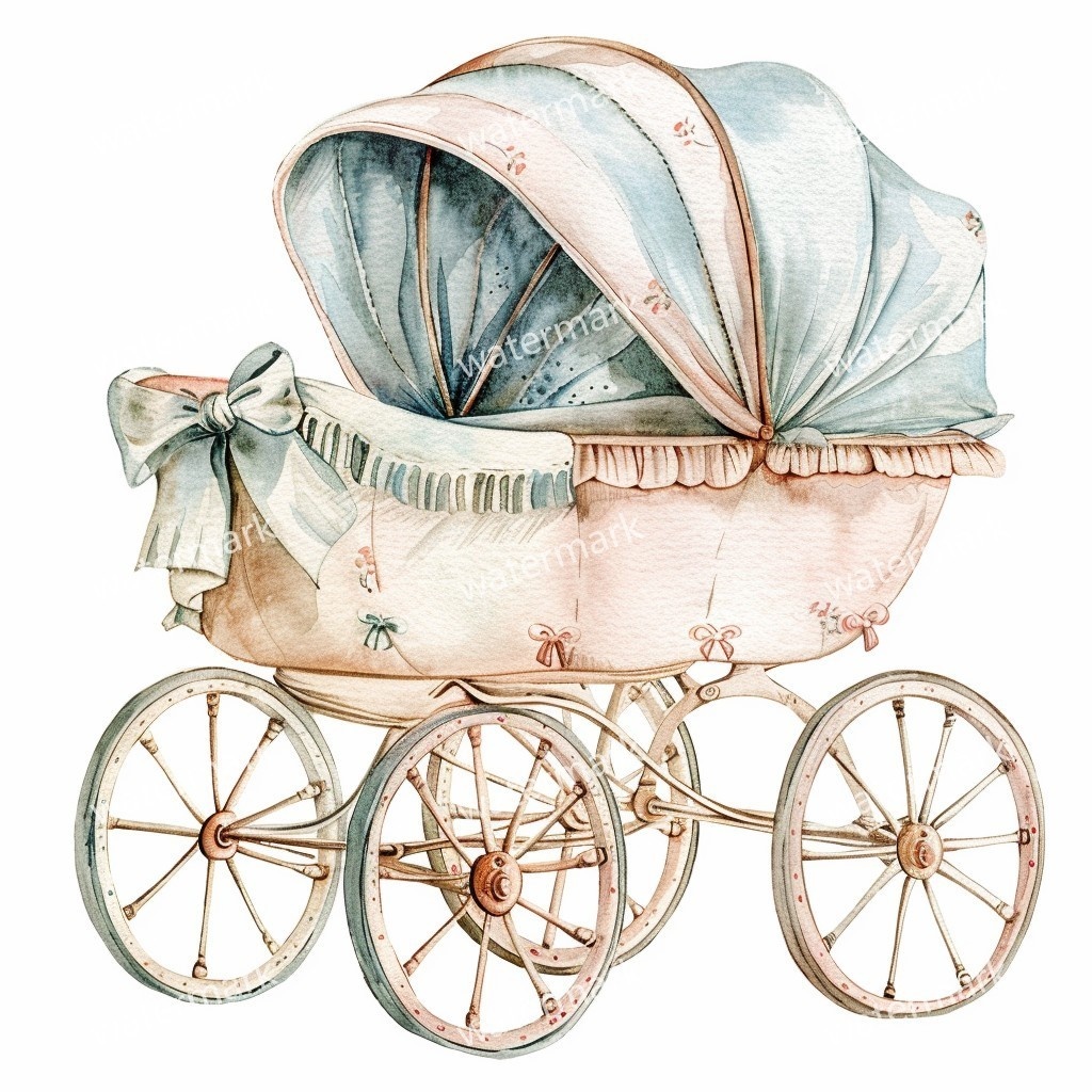 【商用利用可】ベビーカー(水彩ベビーグッズ)クリップアート20点セット|高解像度・透過PNG|印刷OK|コラージュ・ジャンクジャーナル素材|即ダウンロード