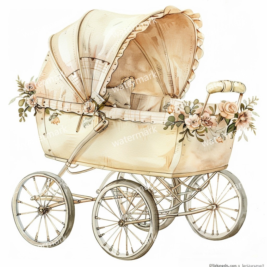 【商用利用可】ベビーカー(水彩ベビーグッズ)クリップアート20点セット|高解像度・透過PNG|印刷OK|コラージュ・ジャンクジャーナル素材|即ダウンロード