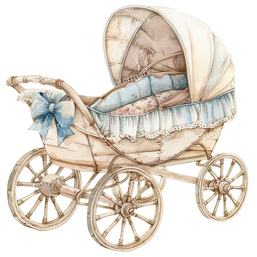 【商用利用可】ベビーカー(水彩ベビーグッズ)クリップアート20点セット|高解像度・透過PNG|印刷OK|コラージュ・ジャンクジャーナル素材|即ダウンロード