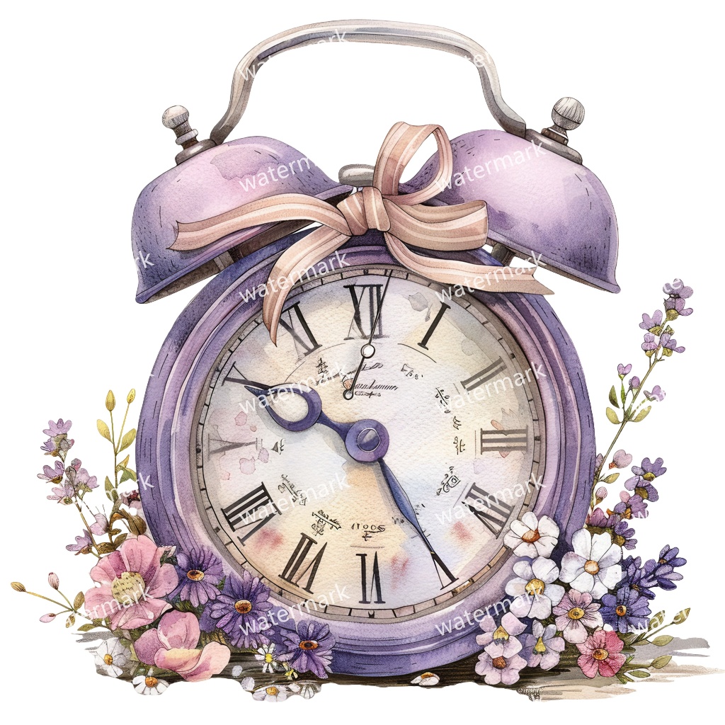 【商用利用可】ヴィンテージ目覚まし時計(水彩ヴィンテージクロック)クリップアート17点セット|高解像度・透過PNG|印刷OK|コラージュ・ジャンクジャーナル素材|即ダウンロード