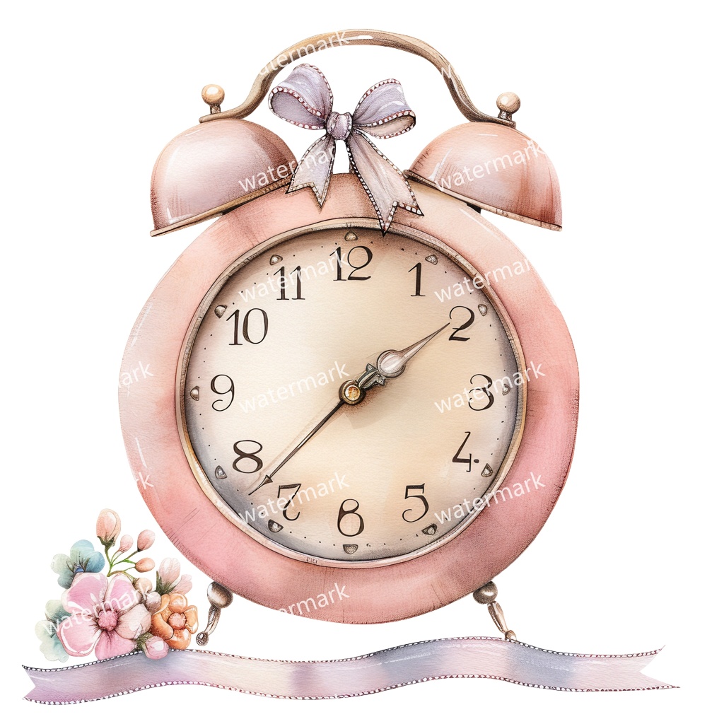 【商用利用可】ヴィンテージ目覚まし時計(水彩ヴィンテージクロック)クリップアート17点セット|高解像度・透過PNG|印刷OK|コラージュ・ジャンクジャーナル素材|即ダウンロード