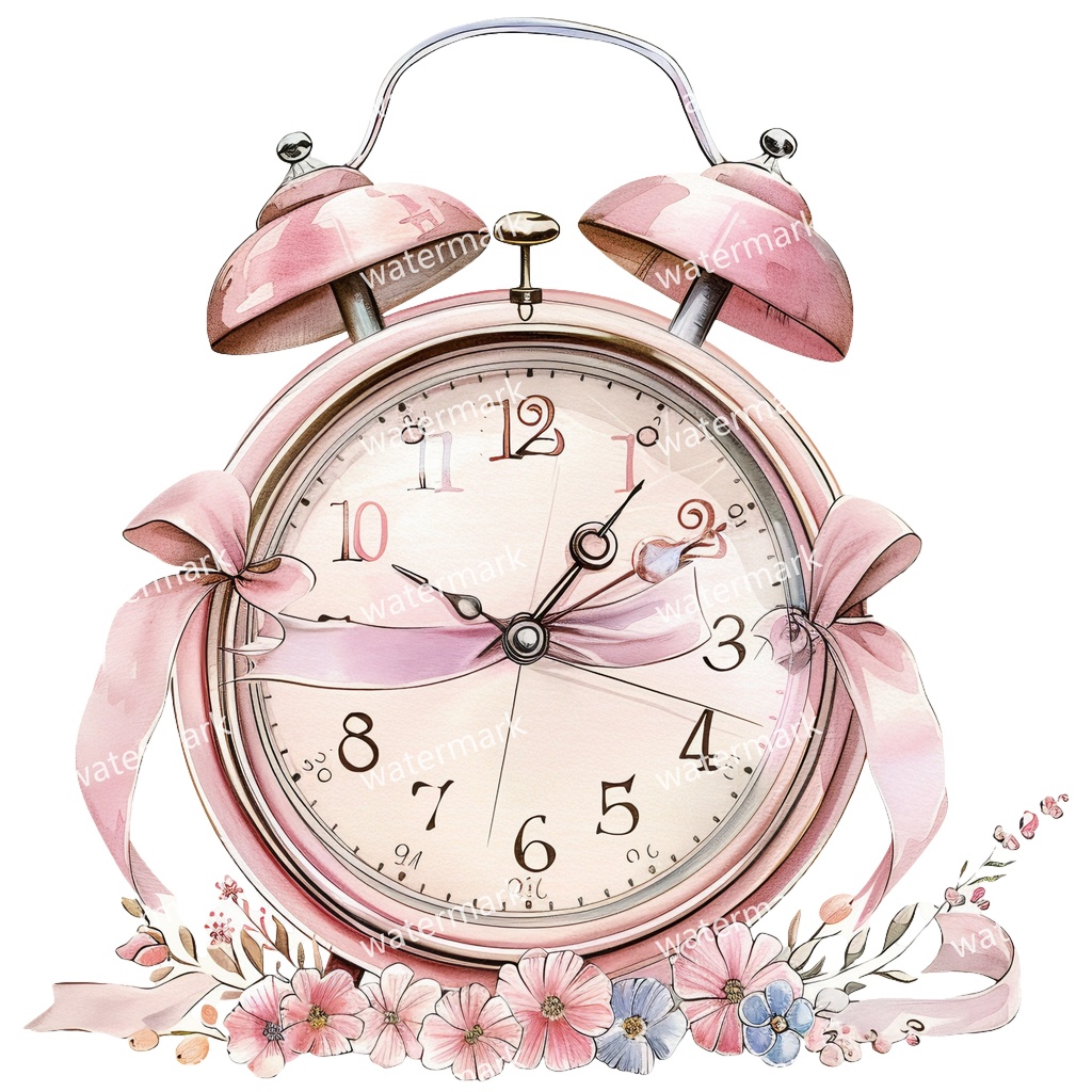 【商用利用可】ヴィンテージ目覚まし時計(水彩ヴィンテージクロック)クリップアート17点セット|高解像度・透過PNG|印刷OK|コラージュ・ジャンクジャーナル素材|即ダウンロード