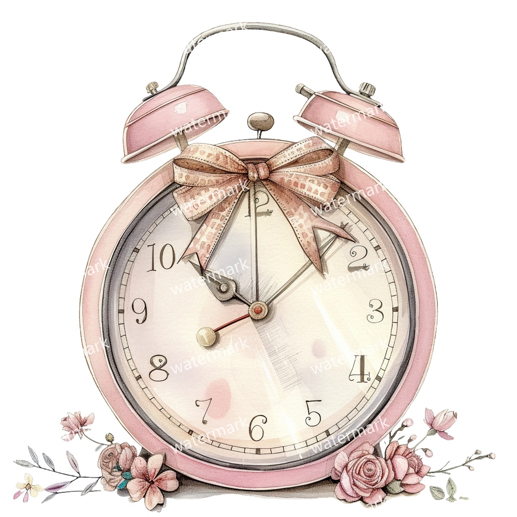 【商用利用可】ヴィンテージ目覚まし時計(水彩ヴィンテージクロック)クリップアート17点セット|高解像度・透過PNG|印刷OK|コラージュ・ジャンクジャーナル素材|即ダウンロード