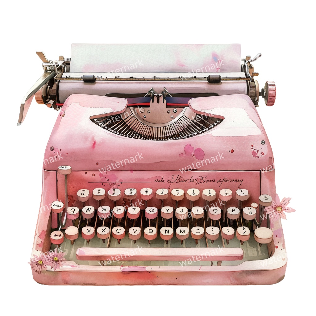 【商用利用可】ヴィンテージタイプライター(水彩クラシックタイプライター)クリップアート20点セット|高解像度・透過PNG|印刷OK|コラージュ・ジャンクジャーナル素材|即ダウンロード