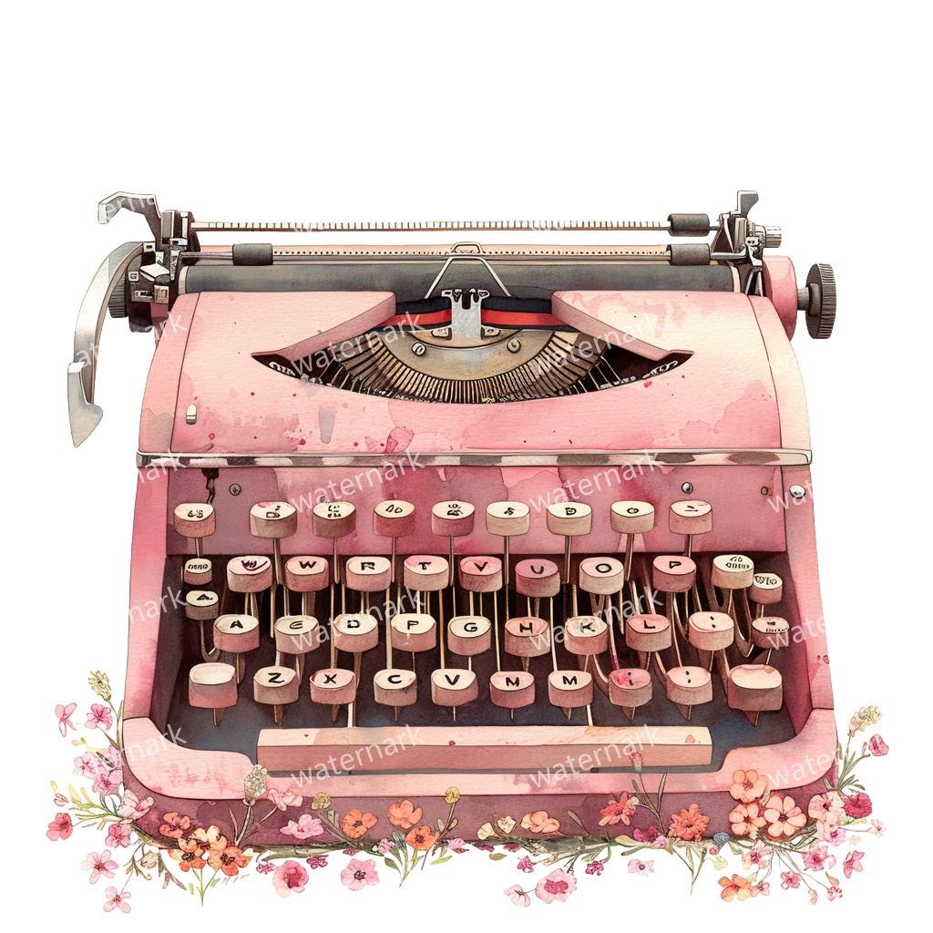 【商用利用可】ヴィンテージタイプライター(水彩クラシックタイプライター)クリップアート20点セット|高解像度・透過PNG|印刷OK|コラージュ・ジャンクジャーナル素材|即ダウンロード