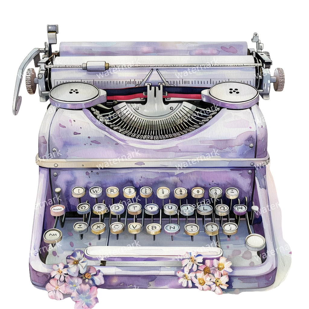 【商用利用可】ヴィンテージタイプライター(水彩クラシックタイプライター)クリップアート20点セット|高解像度・透過PNG|印刷OK|コラージュ・ジャンクジャーナル素材|即ダウンロード