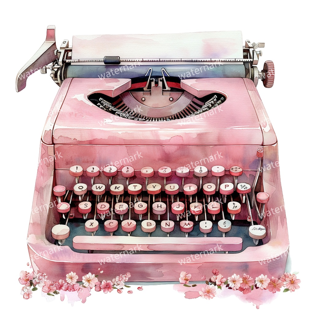 【商用利用可】ヴィンテージタイプライター(水彩クラシックタイプライター)クリップアート20点セット|高解像度・透過PNG|印刷OK|コラージュ・ジャンクジャーナル素材|即ダウンロード