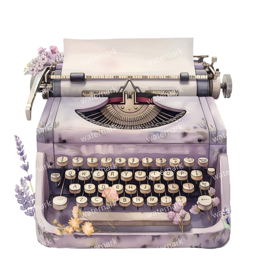 【商用利用可】ヴィンテージタイプライター(水彩クラシックタイプライター)クリップアート20点セット|高解像度・透過PNG|印刷OK|コラージュ・ジャンクジャーナル素材|即ダウンロード