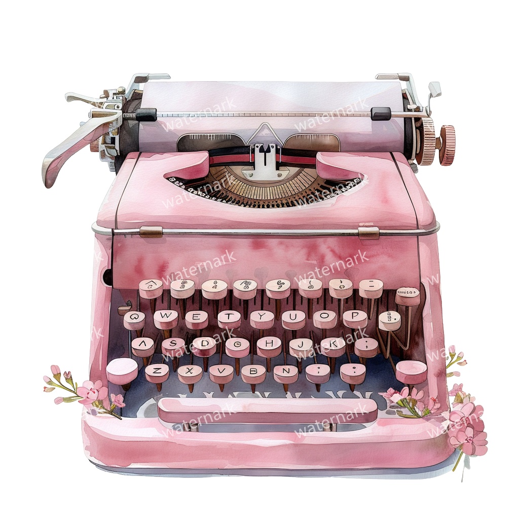 【商用利用可】ヴィンテージタイプライター(水彩クラシックタイプライター)クリップアート20点セット|高解像度・透過PNG|印刷OK|コラージュ・ジャンクジャーナル素材|即ダウンロード