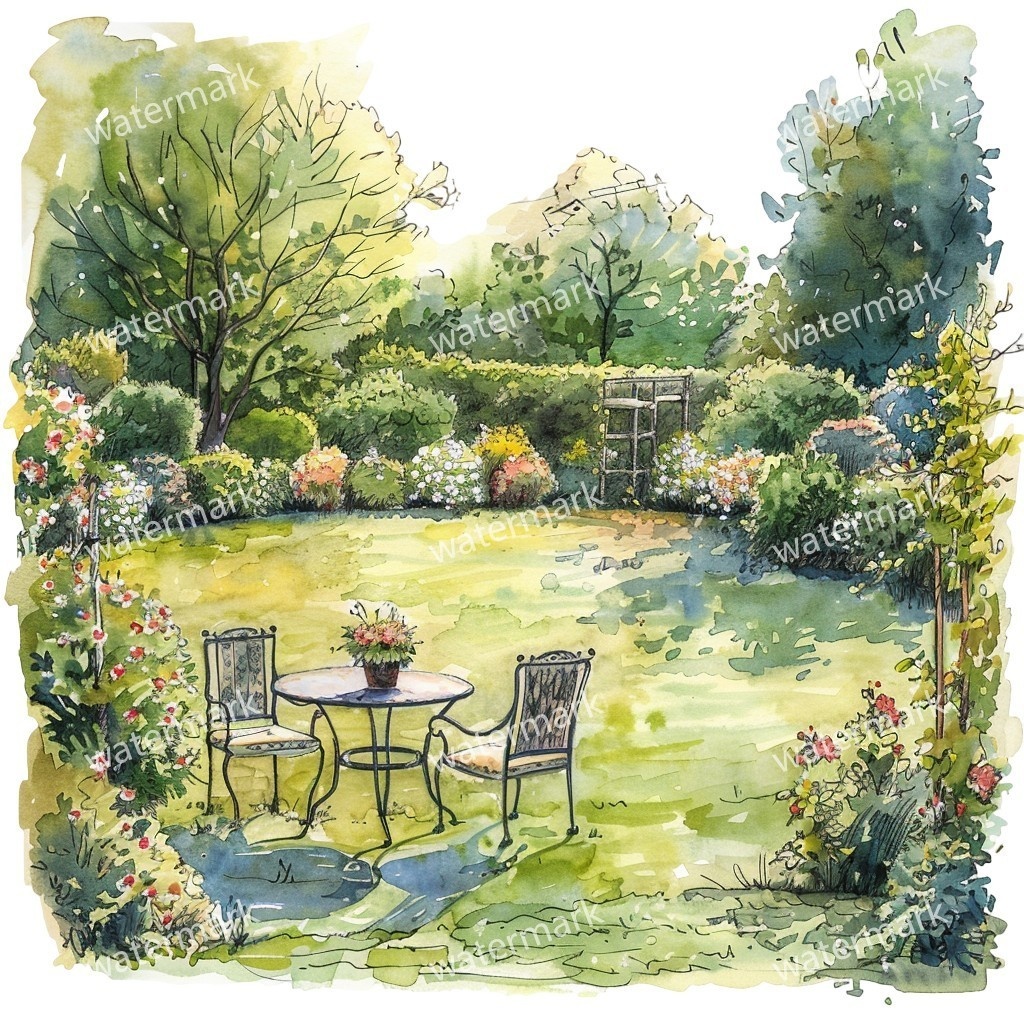 【商用利用可】春のガーデン(水彩スプリングガーデン)クリップアート14点セット|高解像度JPG|印刷OK|コラージュ・ジャンクジャーナル素材|即ダウンロード