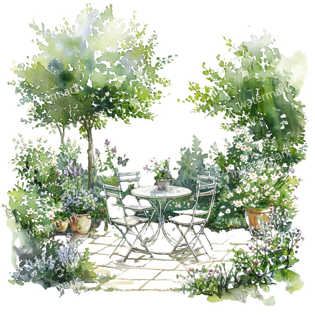 【商用利用可】春のガーデン(水彩スプリングガーデン)クリップアート14点セット|高解像度JPG|印刷OK|コラージュ・ジャンクジャーナル素材|即ダウンロード