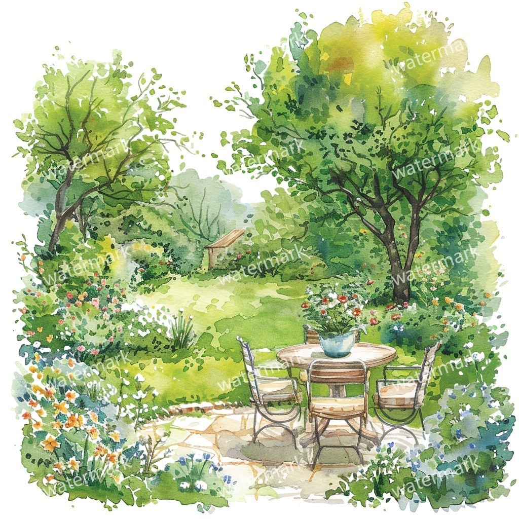 【商用利用可】春のガーデン(水彩スプリングガーデン)クリップアート14点セット|高解像度JPG|印刷OK|コラージュ・ジャンクジャーナル素材|即ダウンロード