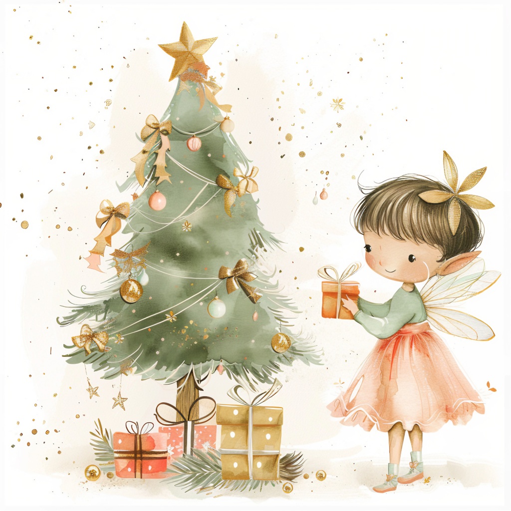 【商用利用可】ウィムジカルクリスマスフェアリークリップアート10点セット｜水彩JPG｜印刷OK｜ジャンクジャーナル・コラージュ素材｜即ダウンロード