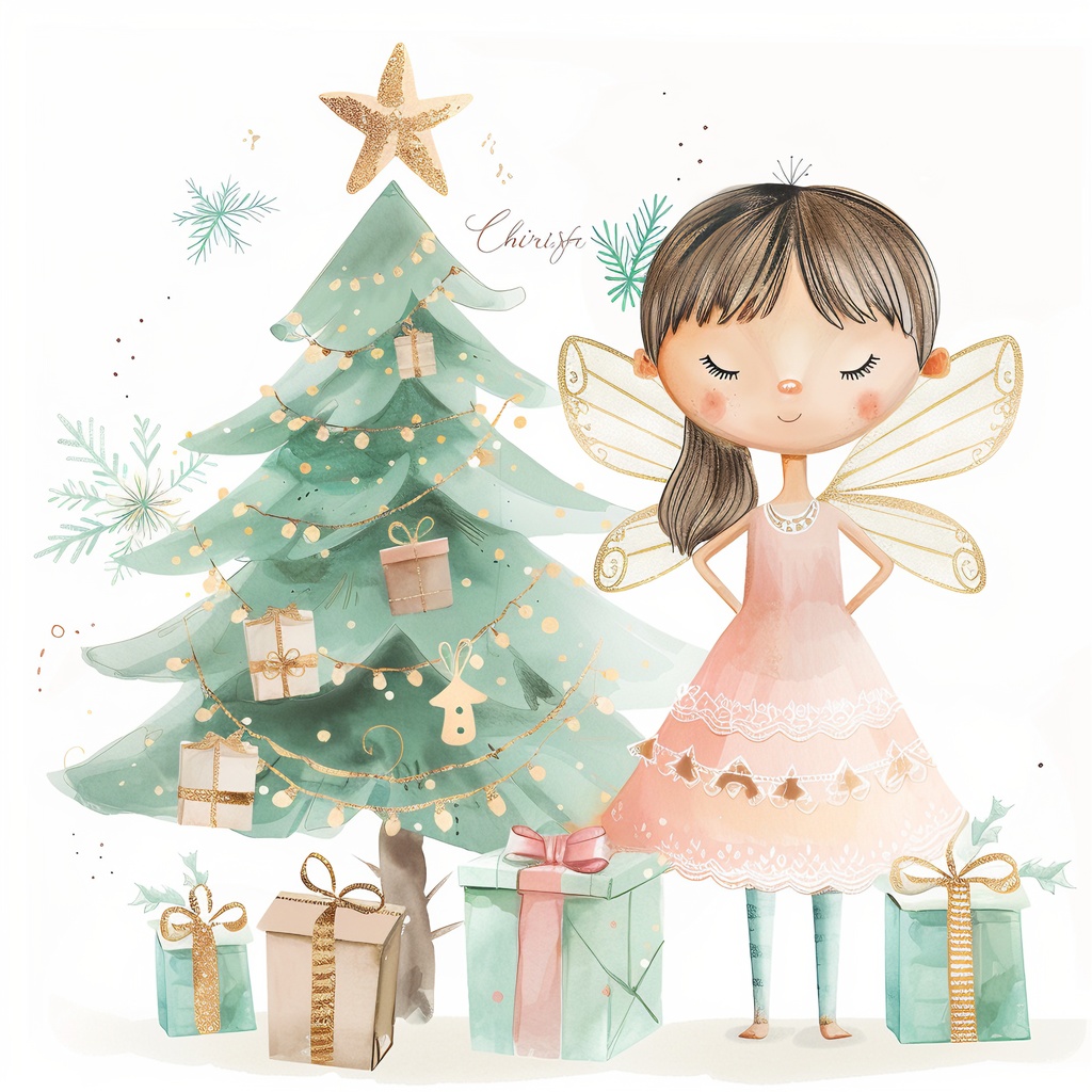 【商用利用可】ウィムジカルクリスマスフェアリークリップアート10点セット|水彩JPG|印刷OK|ジャンクジャーナル・コラージュ素材|即ダウンロード