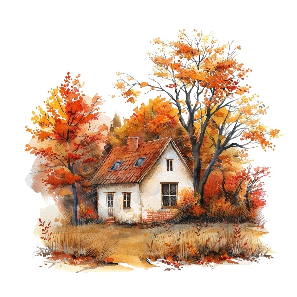 【商用利用可】コージー秋(水彩オータムクリップアート)セット|かぼちゃ・コーヒー・ブランケット・収穫イラスト|高解像度・透過PNG|ジャンクジャーナル・コラージュ素材|即ダウンロード