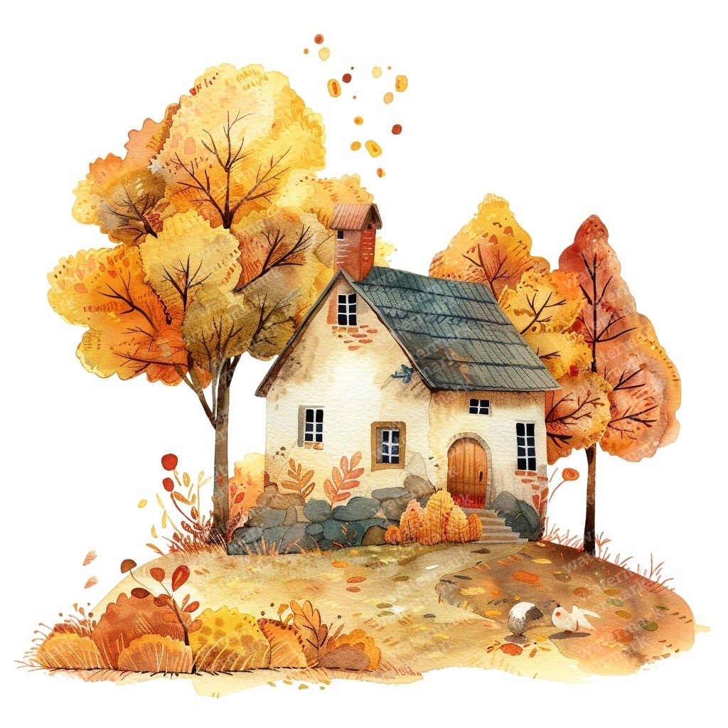 【商用利用可】コージー秋(水彩オータムクリップアート)セット|かぼちゃ・コーヒー・ブランケット・収穫イラスト|高解像度・透過PNG|ジャンクジャーナル・コラージュ素材|即ダウンロード