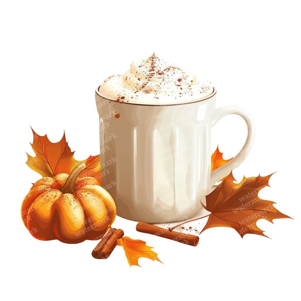 【商用利用可】コージー秋(水彩オータムクリップアート)セット|かぼちゃ・コーヒー・ブランケット・収穫イラスト|高解像度・透過PNG|ジャンクジャーナル・コラージュ素材|即ダウンロード