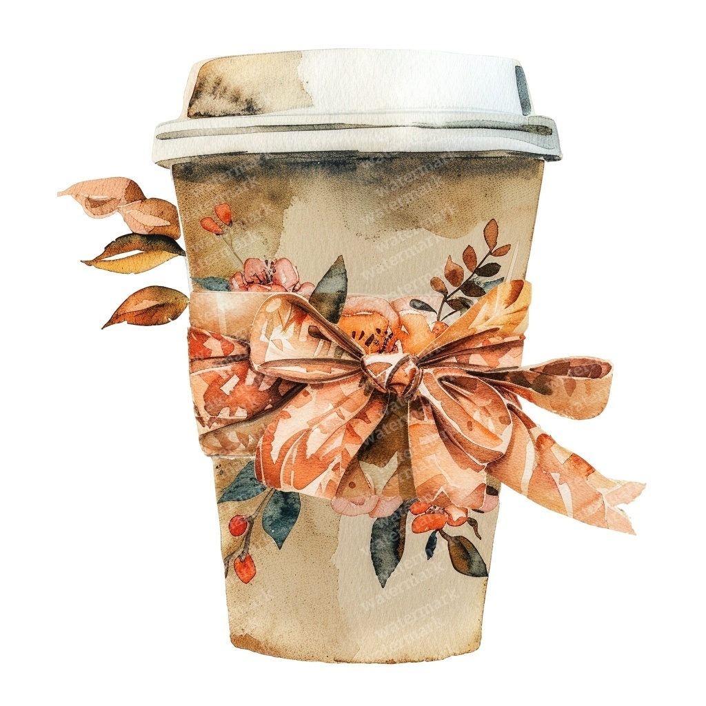 【商用利用可】コージー秋(水彩オータムクリップアート)セット|かぼちゃ・コーヒー・ブランケット・収穫イラスト|高解像度・透過PNG|ジャンクジャーナル・コラージュ素材|即ダウンロード