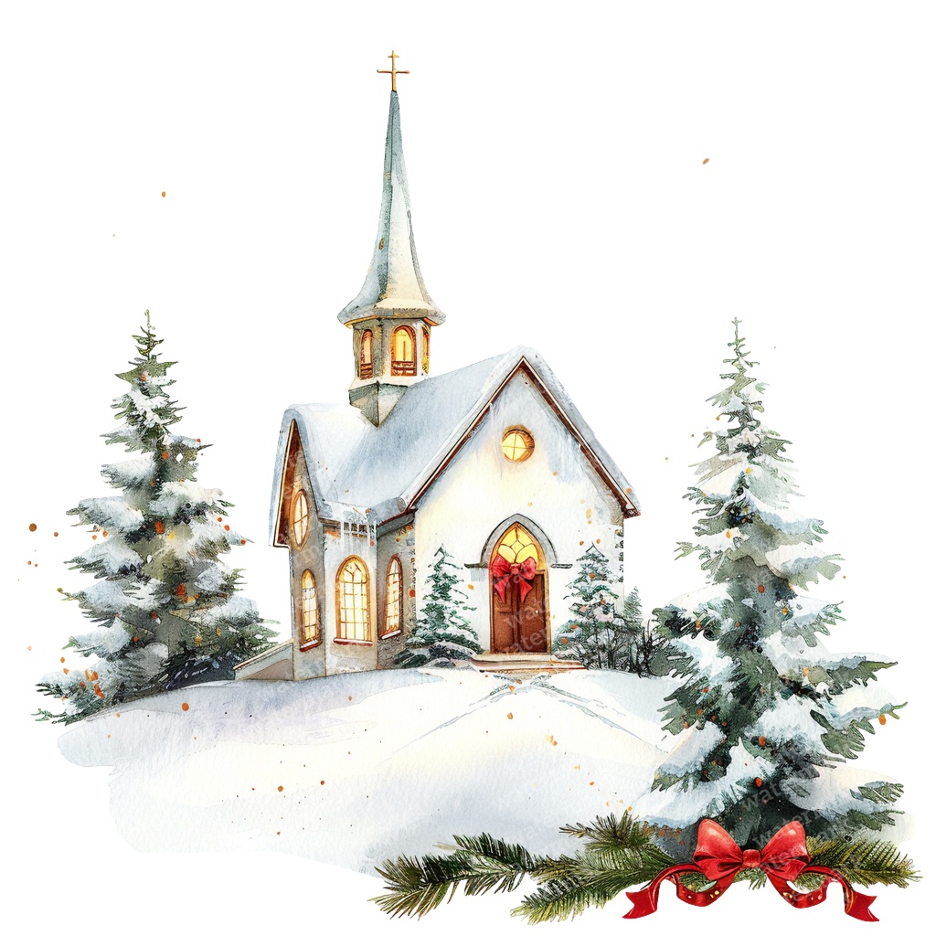 【商用利用可】クリスマス教会(水彩スノーチャーチ)クリップアート18点セット|高解像度・透過PNG|雪景色・冬の風景|コラージュ・ジャンクジャーナル素材|即ダウンロード