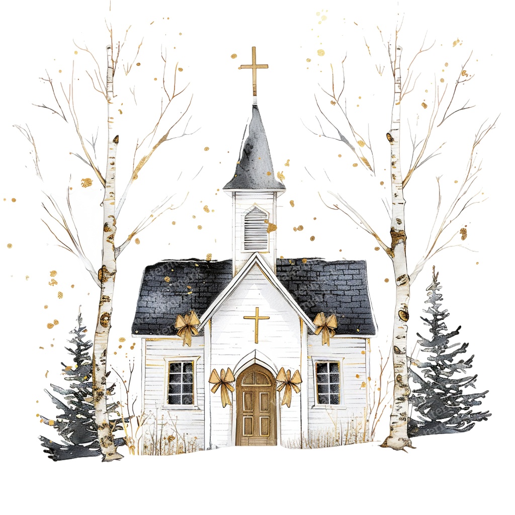 【商用利用可】クリスマス教会(水彩スノーチャーチ)クリップアート18点セット|高解像度・透過PNG|雪景色・冬の風景|コラージュ・ジャンクジャーナル素材|即ダウンロード