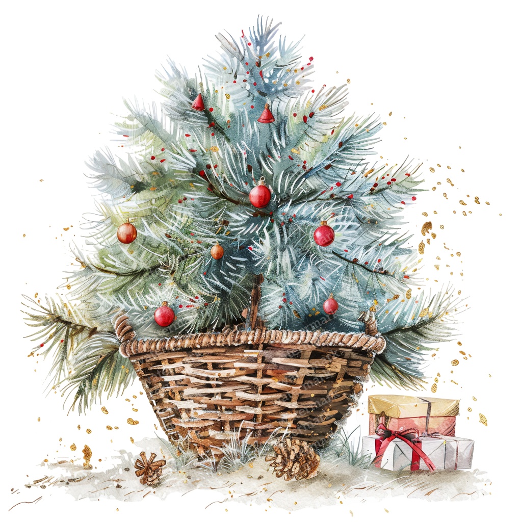 【商用利用可】クリスマスツリー（水彩ツリー）クリップアート20点セット｜高解像度・透過PNG｜印刷OK｜コラージュ・ジャンクジャーナル素材｜即ダウンロード